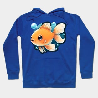 Beautiful goldfish with big eyes and bubbles Hoodie